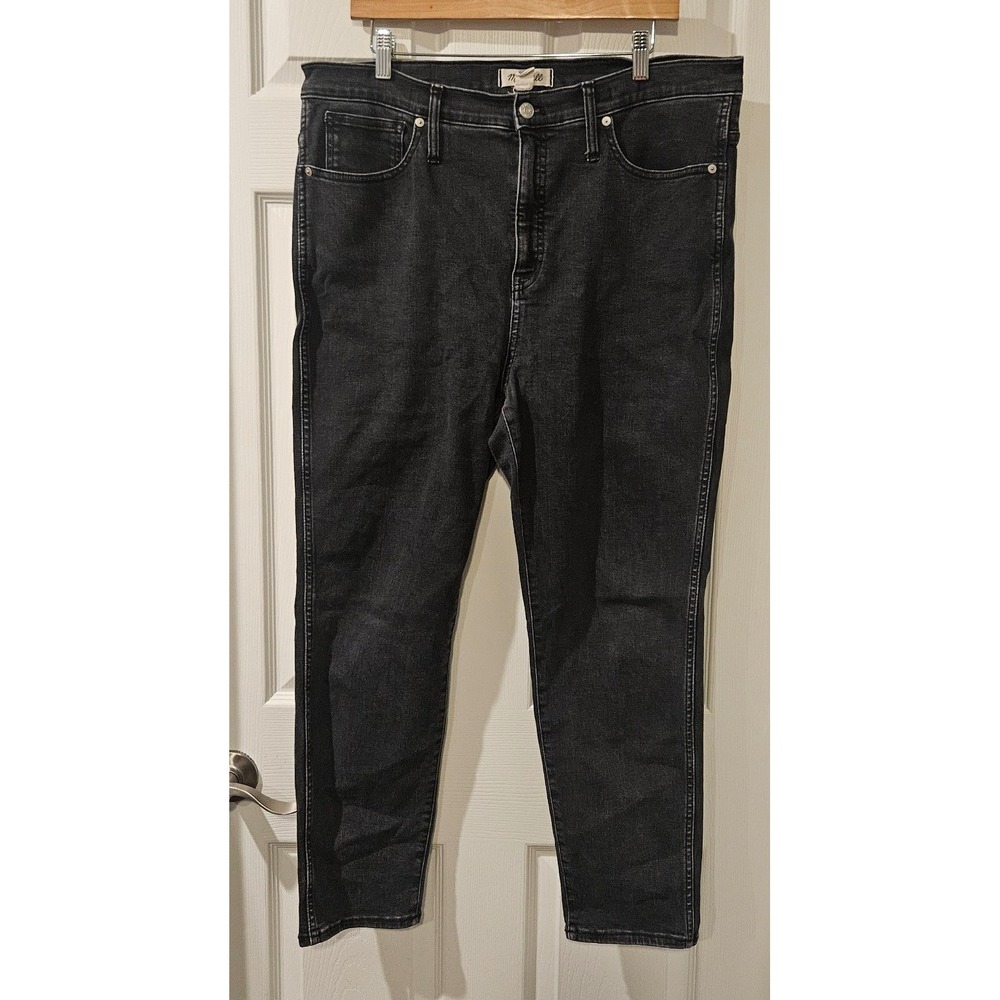 Madewell‎ Stovepipe Jeans 33 Black Wash Cropped Straight Leg High Rise